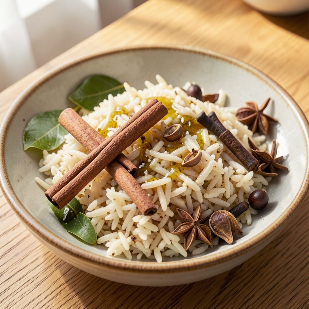 Two Cups Of Rice Recipe: Golden-Grain Pilaf With Toasted Spice Layers