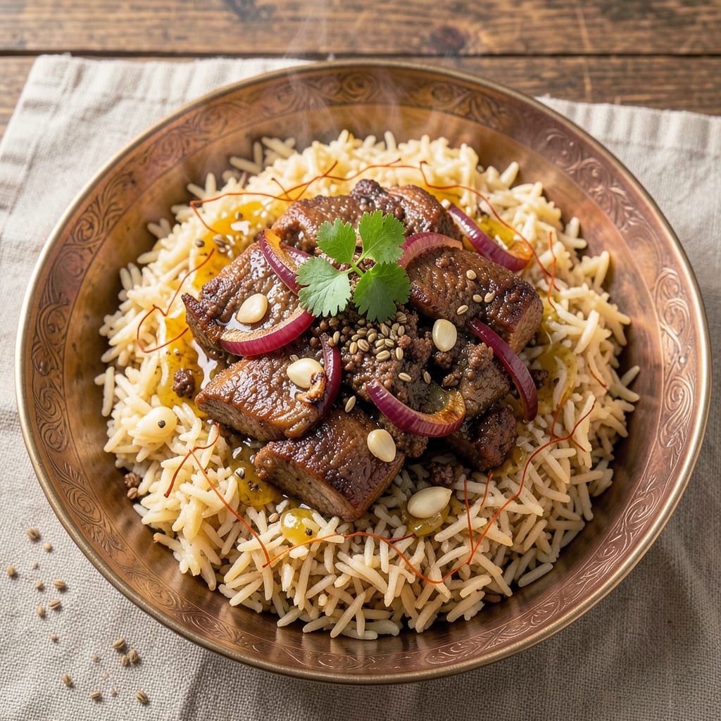 Arabic Mandi Rice Recipe: Saffron-Infused Lamb and Spice Layered Magic