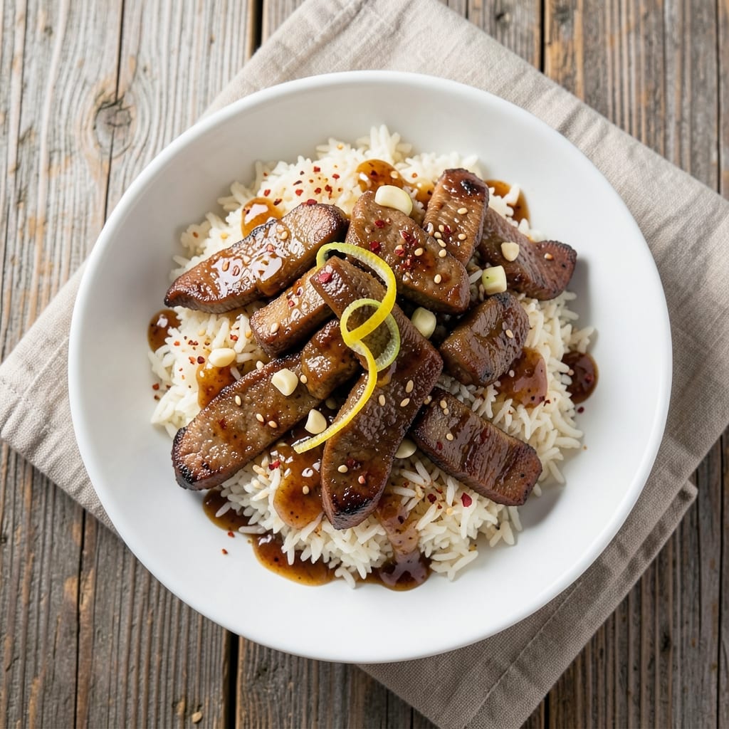 Asian Beef Tips and Rice Recipe: Wok-Seared Aromatics and Caramelized Bites