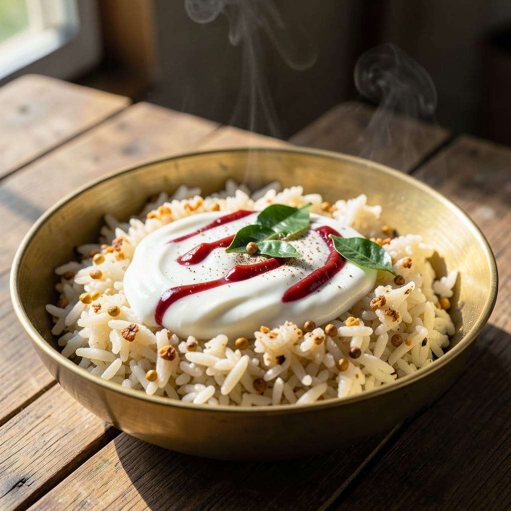 Andhra Curd Rice Recipe: Yogurt-Tempered Spice Symphony With Toasted Rice Crunch