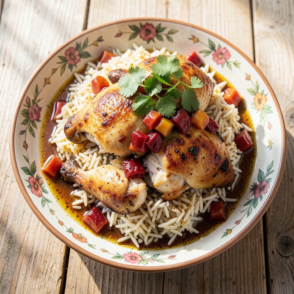 Amba Chicken And Rice Recipe: Tangy Tamarind Crust Meets Fluffy Basmati