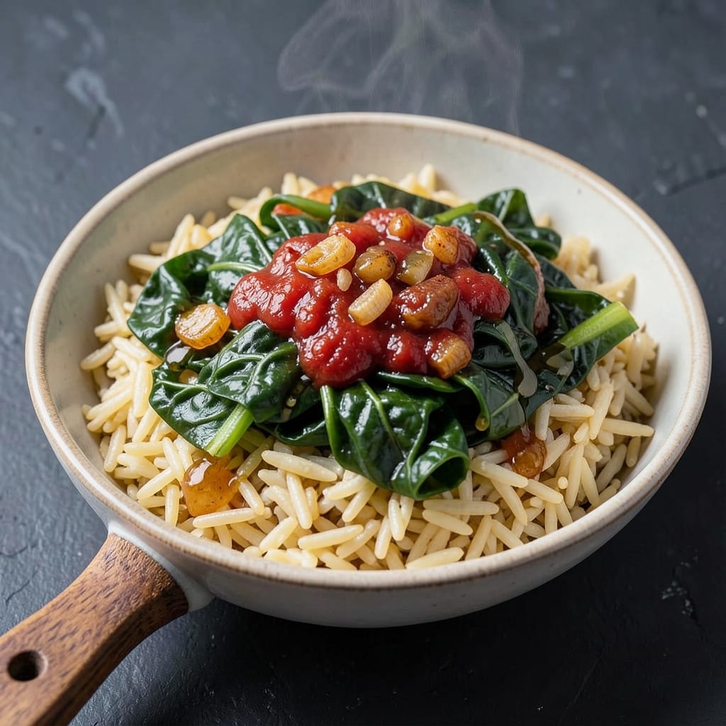 African Collard Greens and Rice Recipe: Tomato-Pepper Vinegar Infusion With Fluffy Basmati
