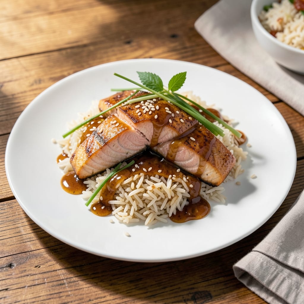 Asian Salmon And Rice Recipe: Sesame-Ginger Crust Meets Fragrant Jasmine Basmati