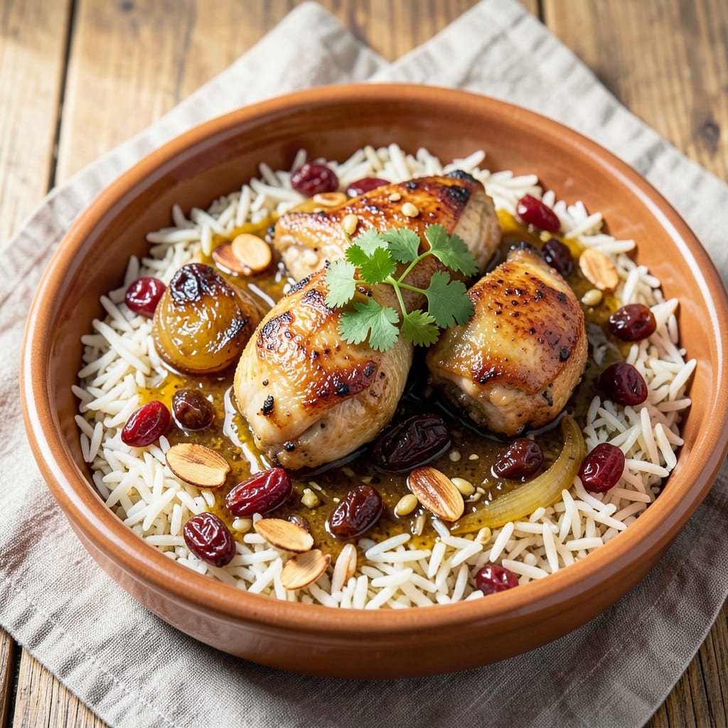 Arabic Rice with Raisins Recipe: Sweet-Spiced Pilaf With Toasted Almond Crunch