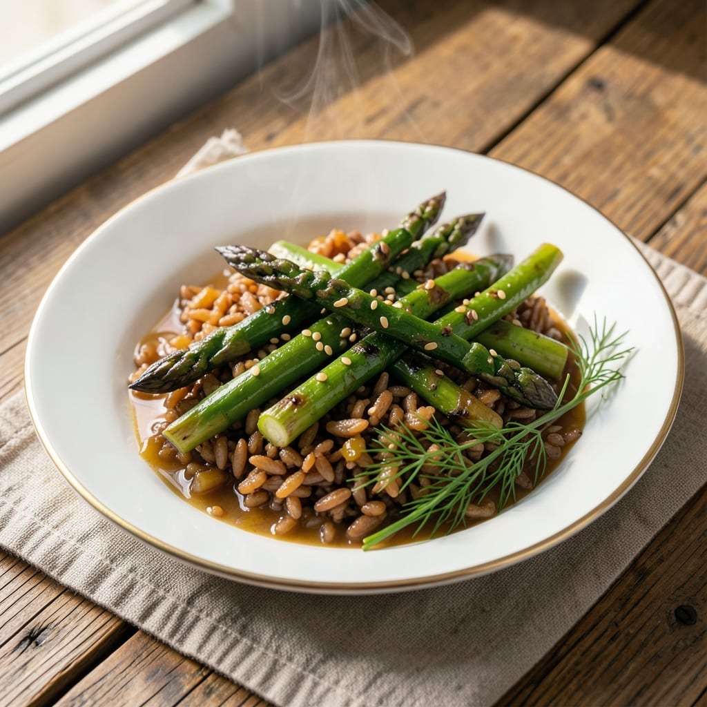Asparagus and Brown Rice Recipe: Earthy Umami Balance in One-Pan Harmony