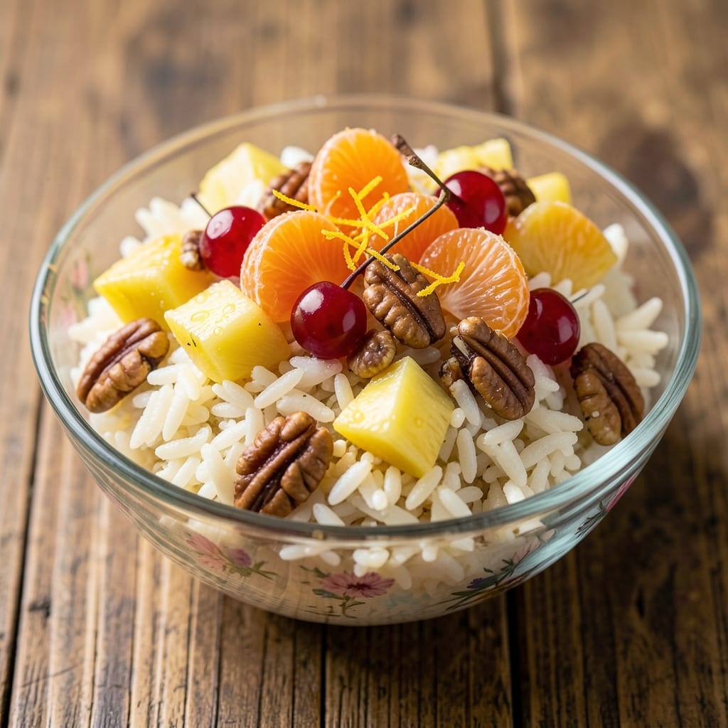 Ambrosia Rice Recipe: Citrus-Infused Grains with Toasted Pecans and Creamy Yogurt