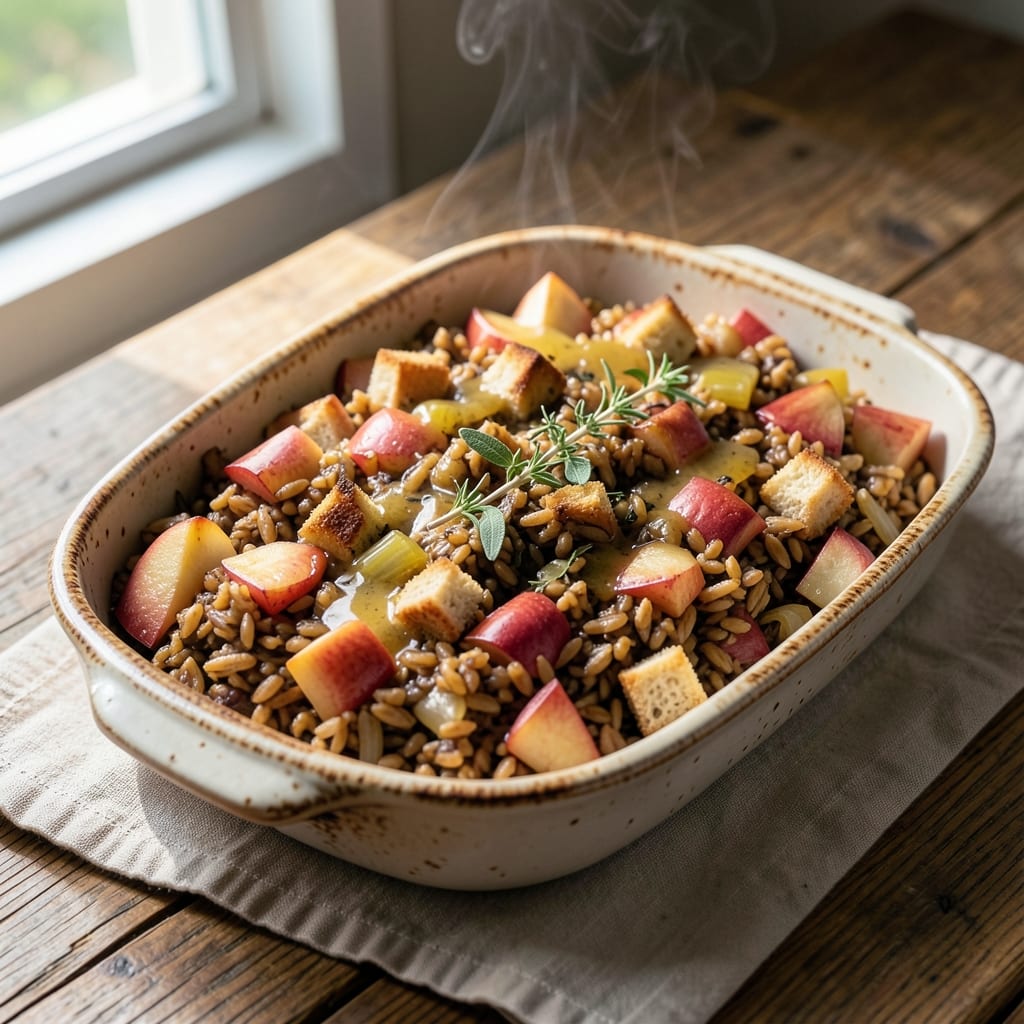 Apple and Wild Rice Stuffing Recipe: Golden Crisp Edges and Nutty Depth